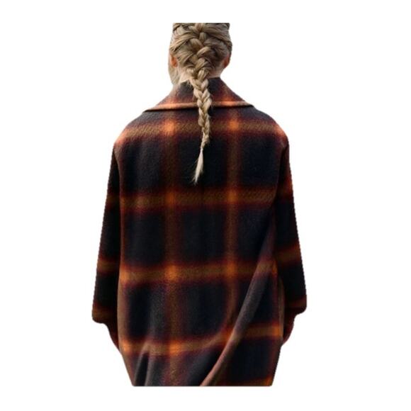 Old Navy The Boyfriend Shirt Orange Plaid Flannel Swift Swiftie Evermore XL - Picture 1 of 14